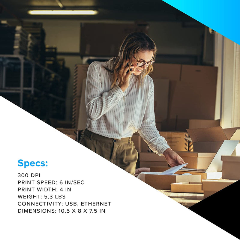 Zebra ZD421 Thermal Transfer Desktop Printer 203 dpi Print Width 4-inch USB Ethernet ZD4A042-301E00EZ